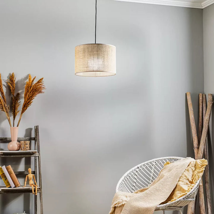 Jute Ceiling Light for Living Room | Natural Hanging Lamp - Liora