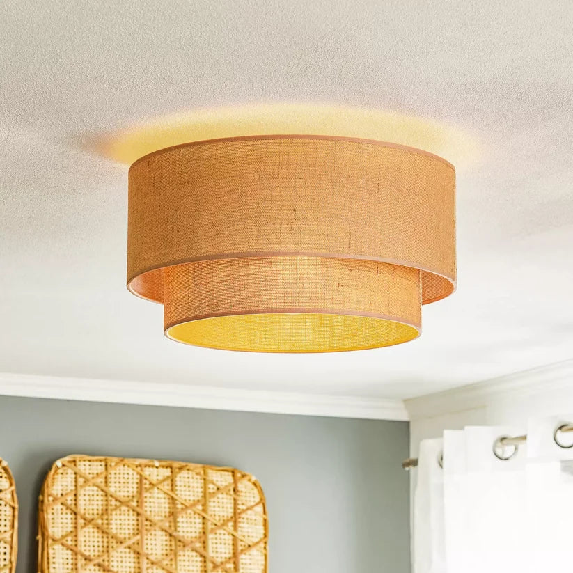 Jute Ceiling Light for Dining Room | Natural Hanging Lamp - Emric
