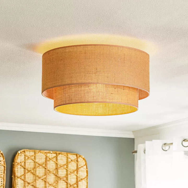 Jute Ceiling Light for Dining Room | Natural Hanging Lamp - Emric