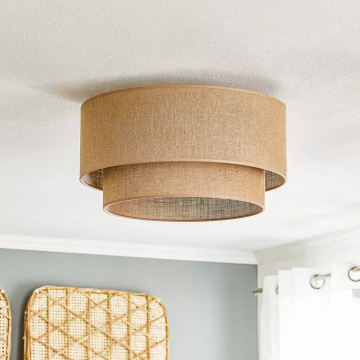 Jute Ceiling Light for Dining Room | Natural Hanging Lamp - Emric