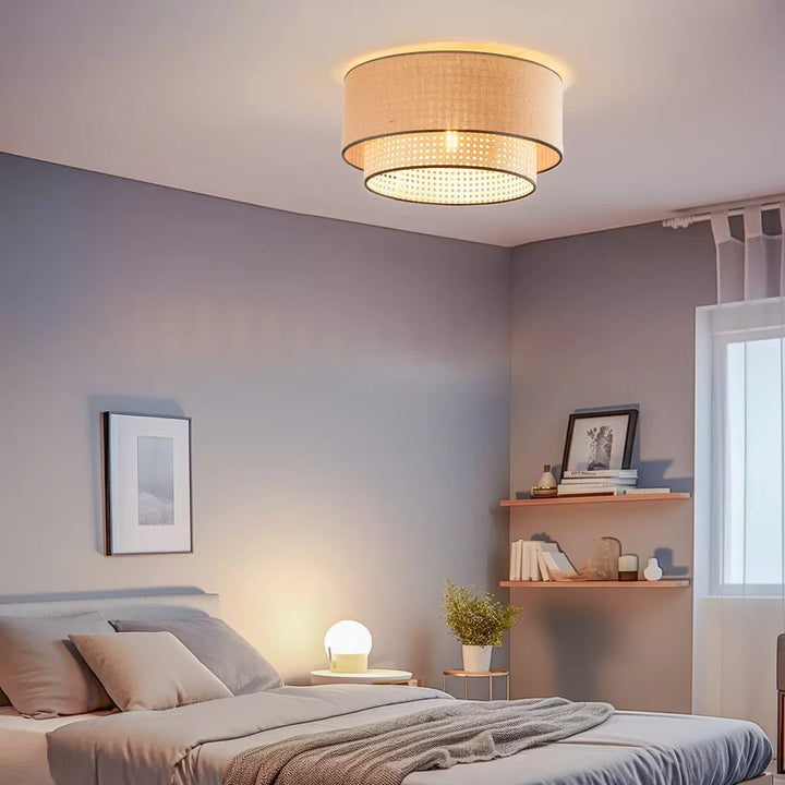 Jute Ceiling Light for Dining Room | Natural Hanging Lamp - Fintan