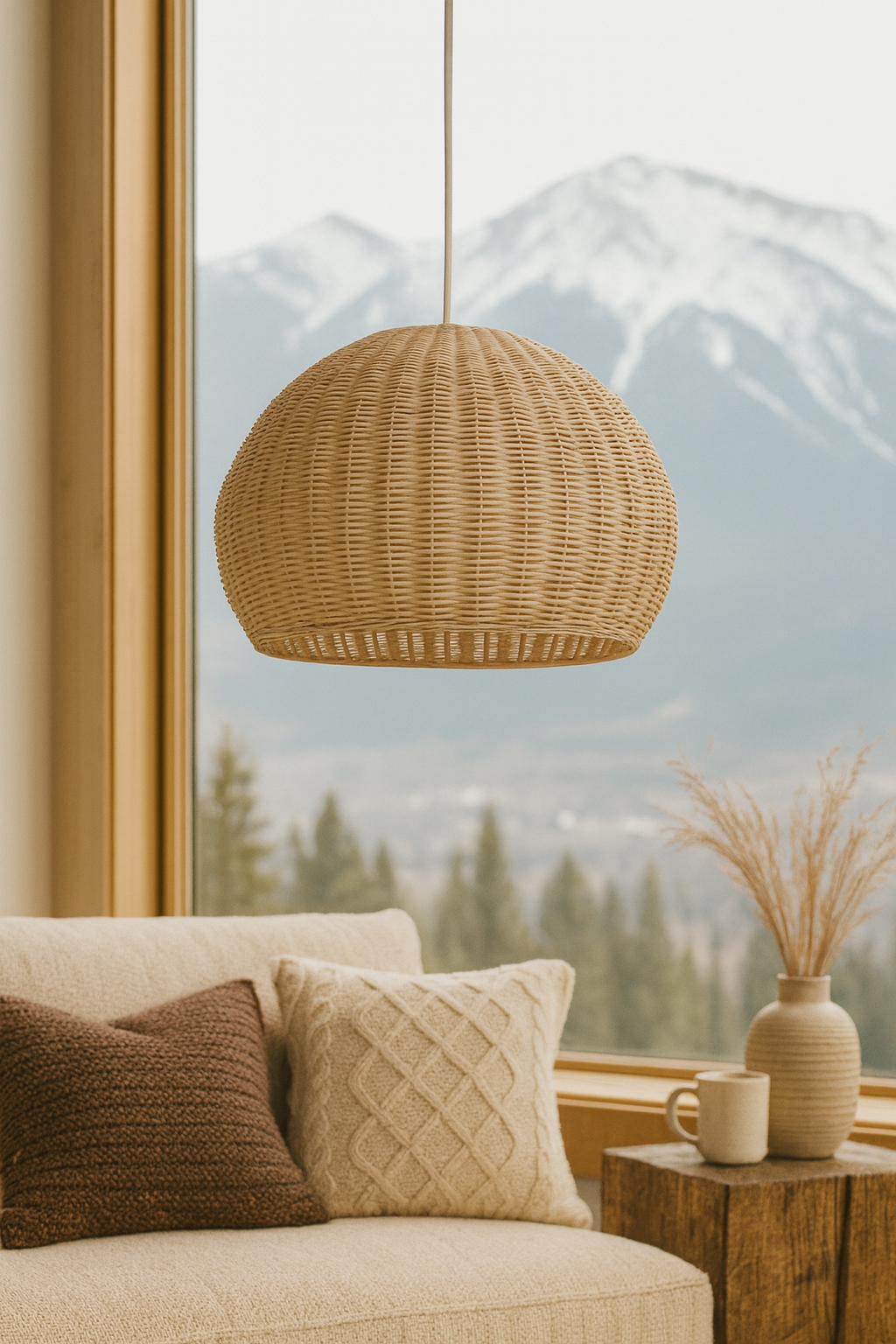 Bamboo Hanging Light for Bedroom | Rattan Pendant Lamp - Alecto