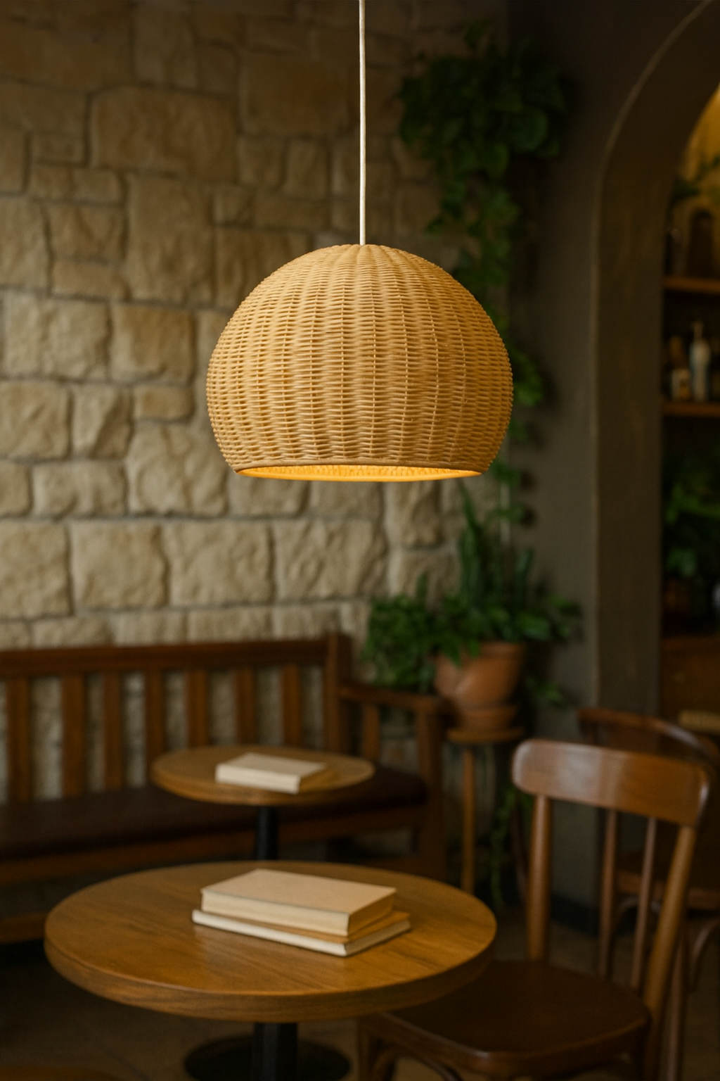 Bamboo Hanging Light for Bedroom | Rattan Pendant Lamp - Alecto
