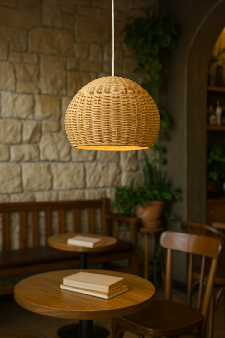 Bamboo Hanging Light for Bedroom | Rattan Pendant Lamp - Alecto