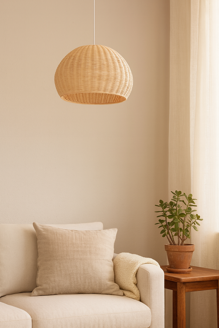 Bamboo Hanging Light for Bedroom | Rattan Pendant Lamp - Alecto