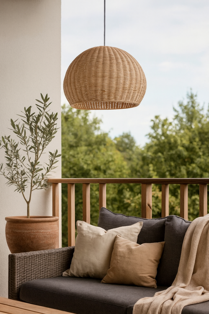 Bamboo Hanging Light for Bedroom | Rattan Pendant Lamp - Alecto