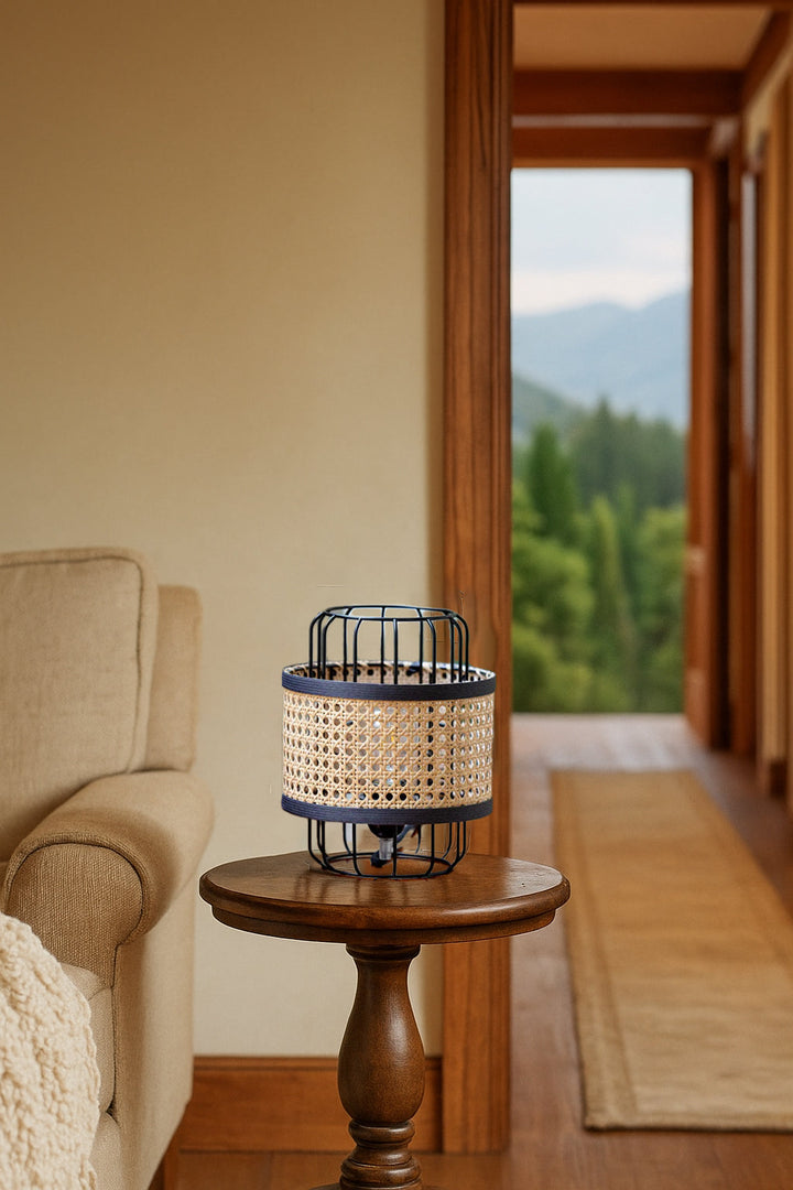 Rattan Table Lamp for Living Room | Bamboo Bedside Table Lamp - Levi