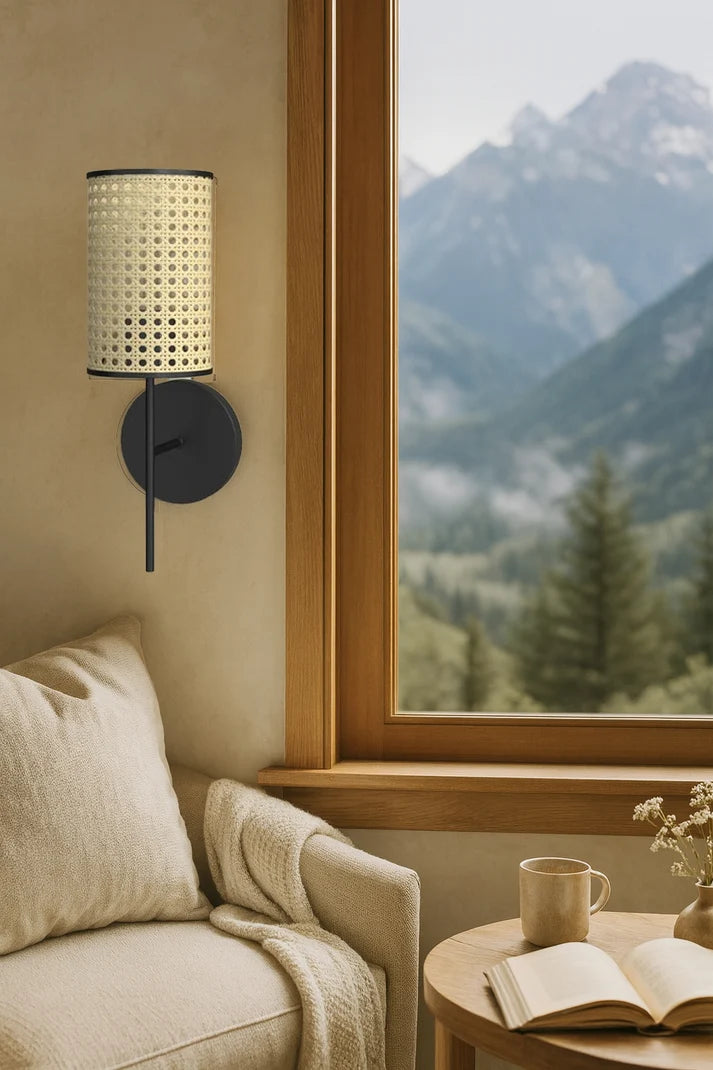 Rattan Wall Sconce for Bathroom | Wicker Wall Light - Alletta