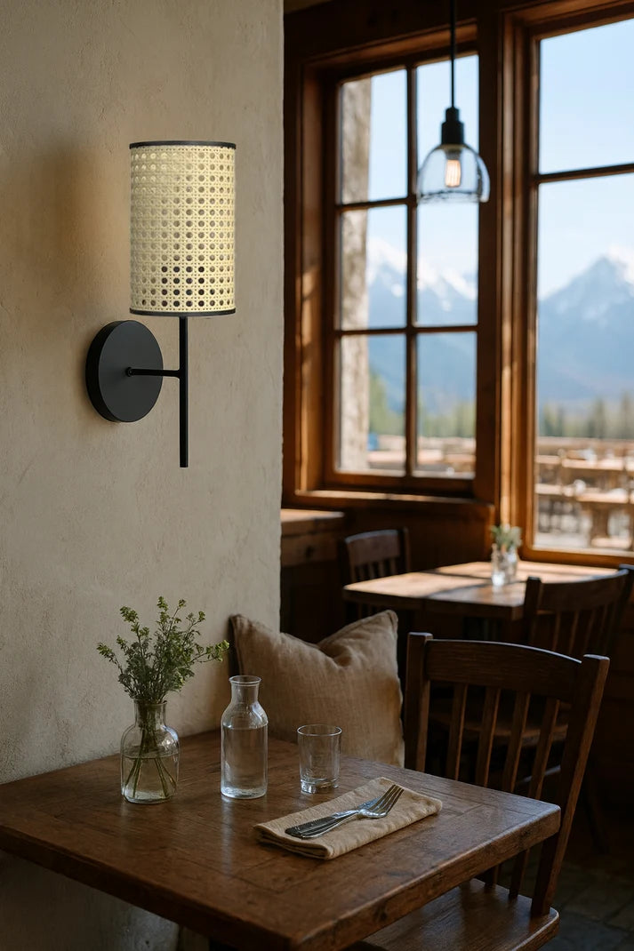 Rattan Wall Sconce for Bathroom | Wicker Wall Light - Alletta
