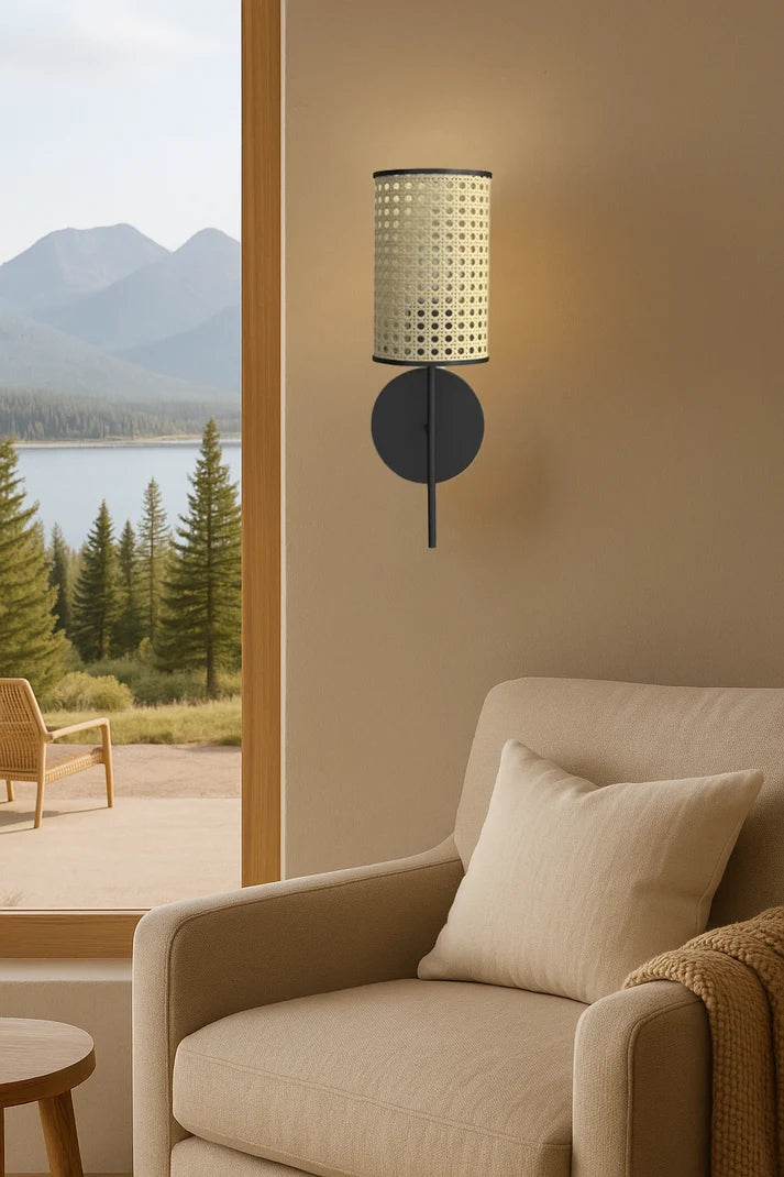 Rattan Wall Sconce for Bathroom | Wicker Wall Light - Alletta