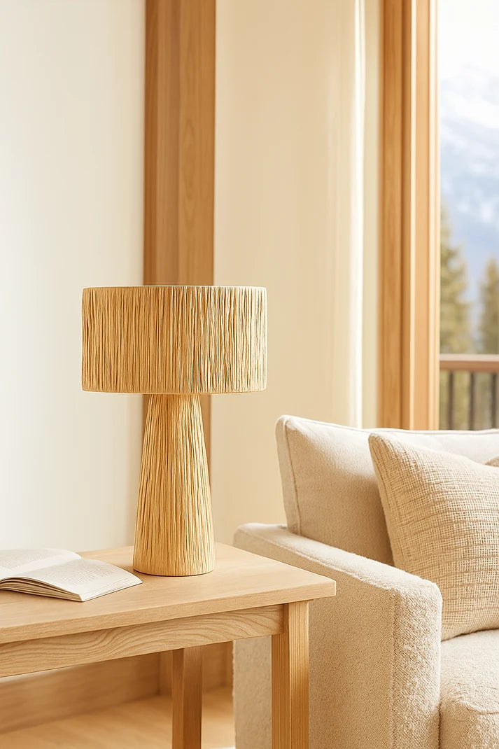 Rattan Table Lamp for Living Room | Bamboo Bedside Lamp - Yvette