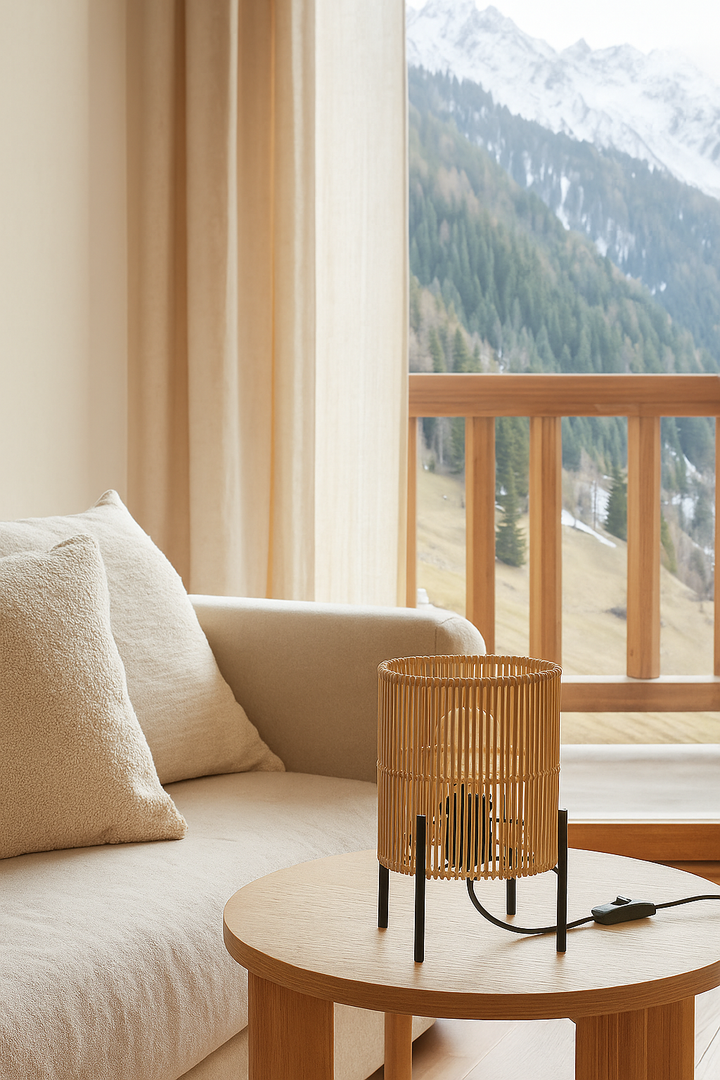 Rattan Table Lamp for Living Room | Bamboo Bedside Table Lamp - Artina