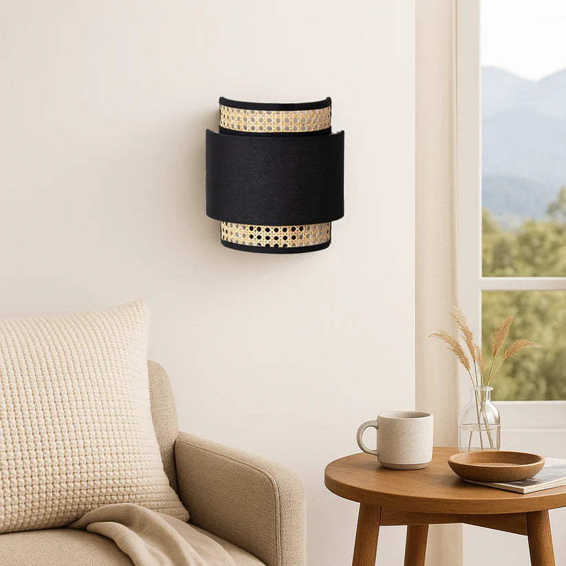 Cane Wall Lamp for Bedroom | Bamboo Wall Sconce - Zeke
