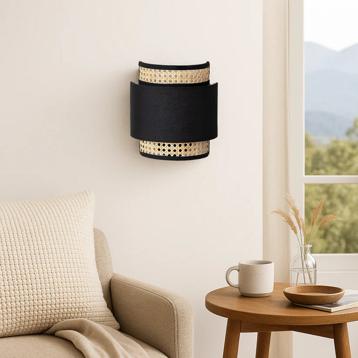 Cane Wall Lamp for Bedroom | Bamboo Wall Sconce - Zeke