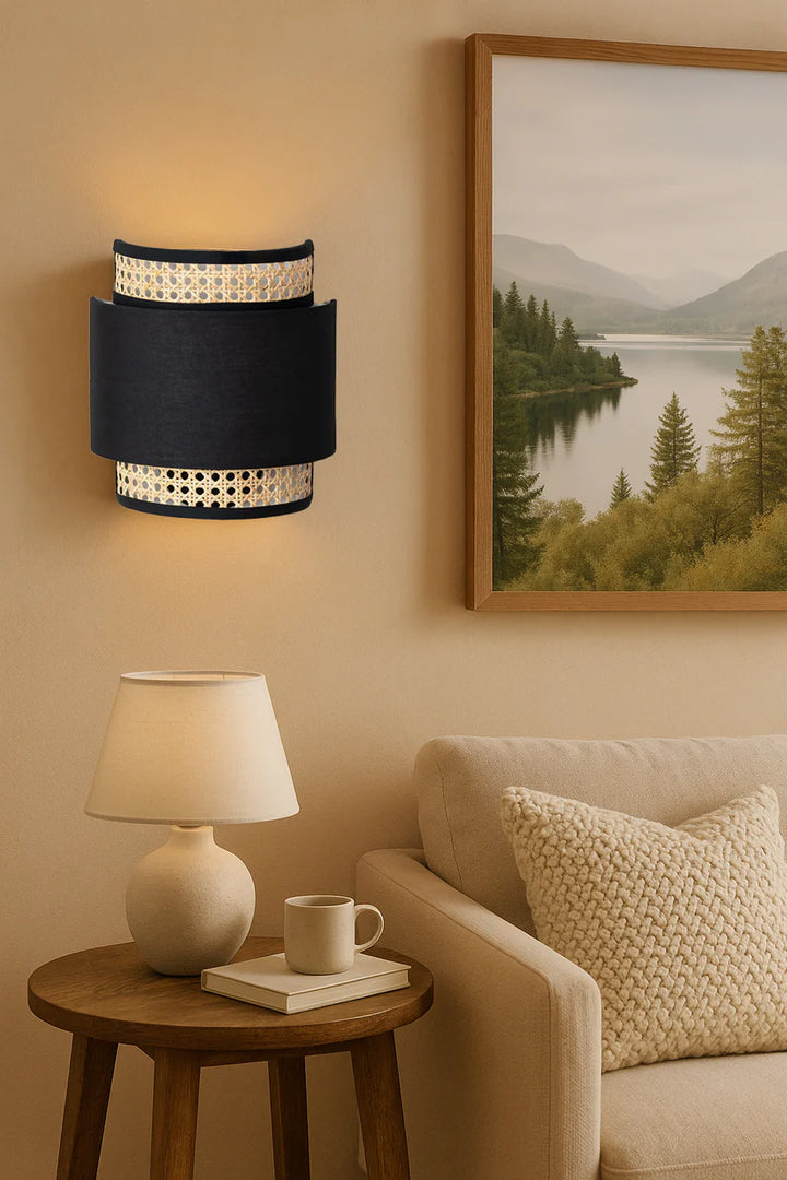 Cane Wall Lamp for Bedroom | Bamboo Wall Sconce - Zeke