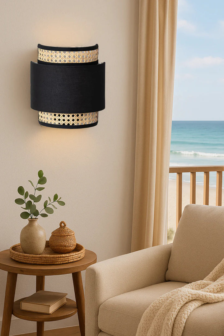 Cane Wall Lamp for Bedroom | Bamboo Wall Sconce - Zeke