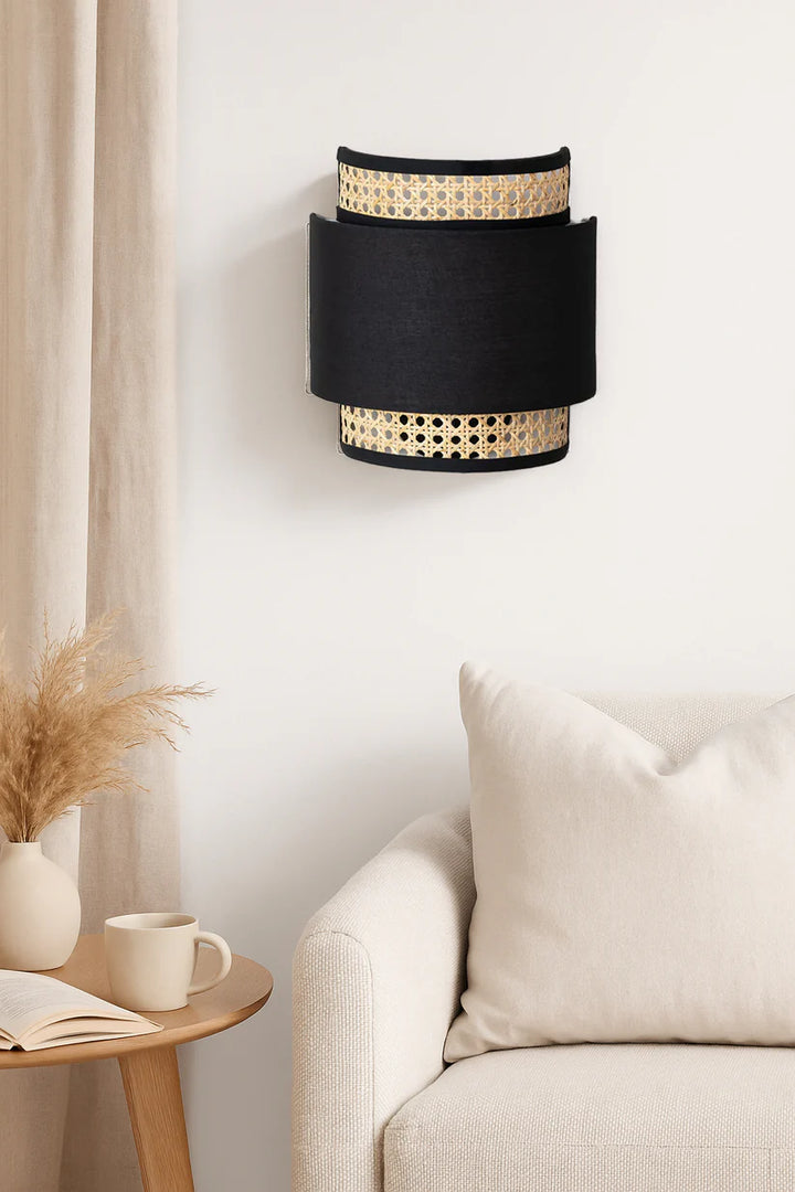 Cane Wall Lamp for Bedroom | Bamboo Wall Sconce - Zeke