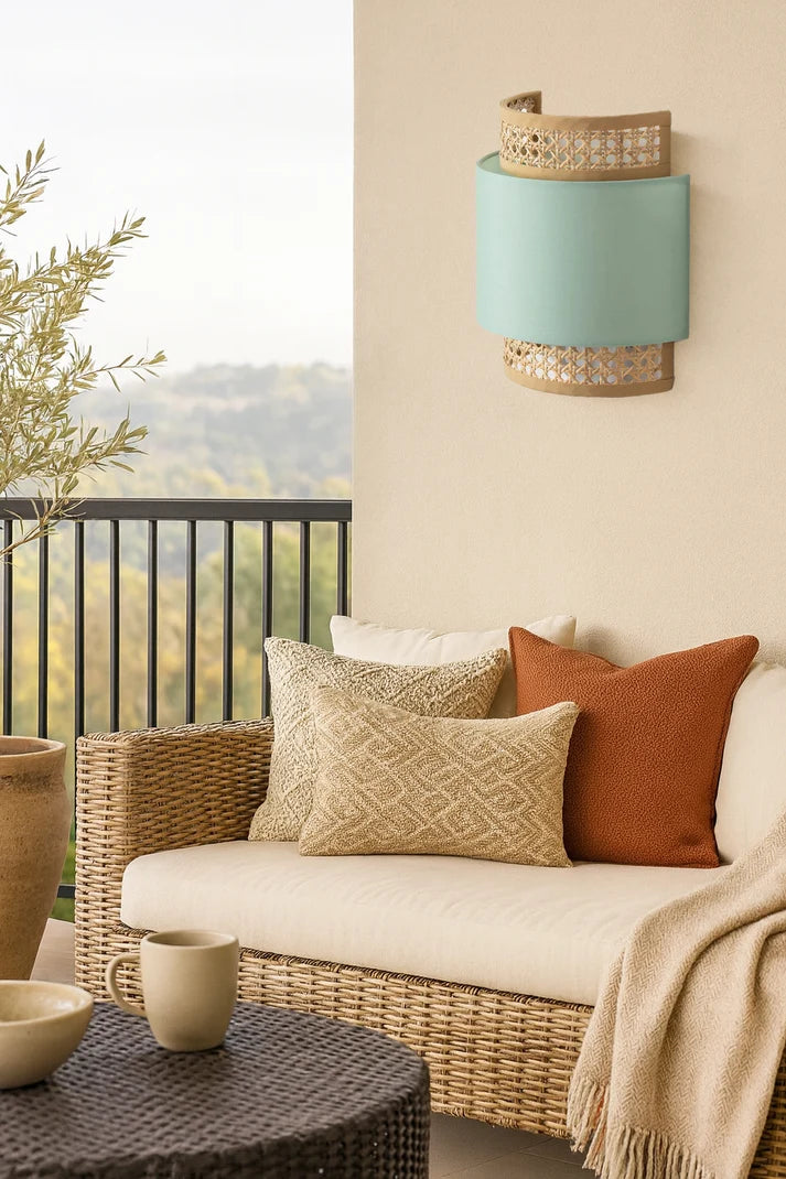 Rattan Wall Lamp for Study Room | Wicker Wall Sconce - Auria