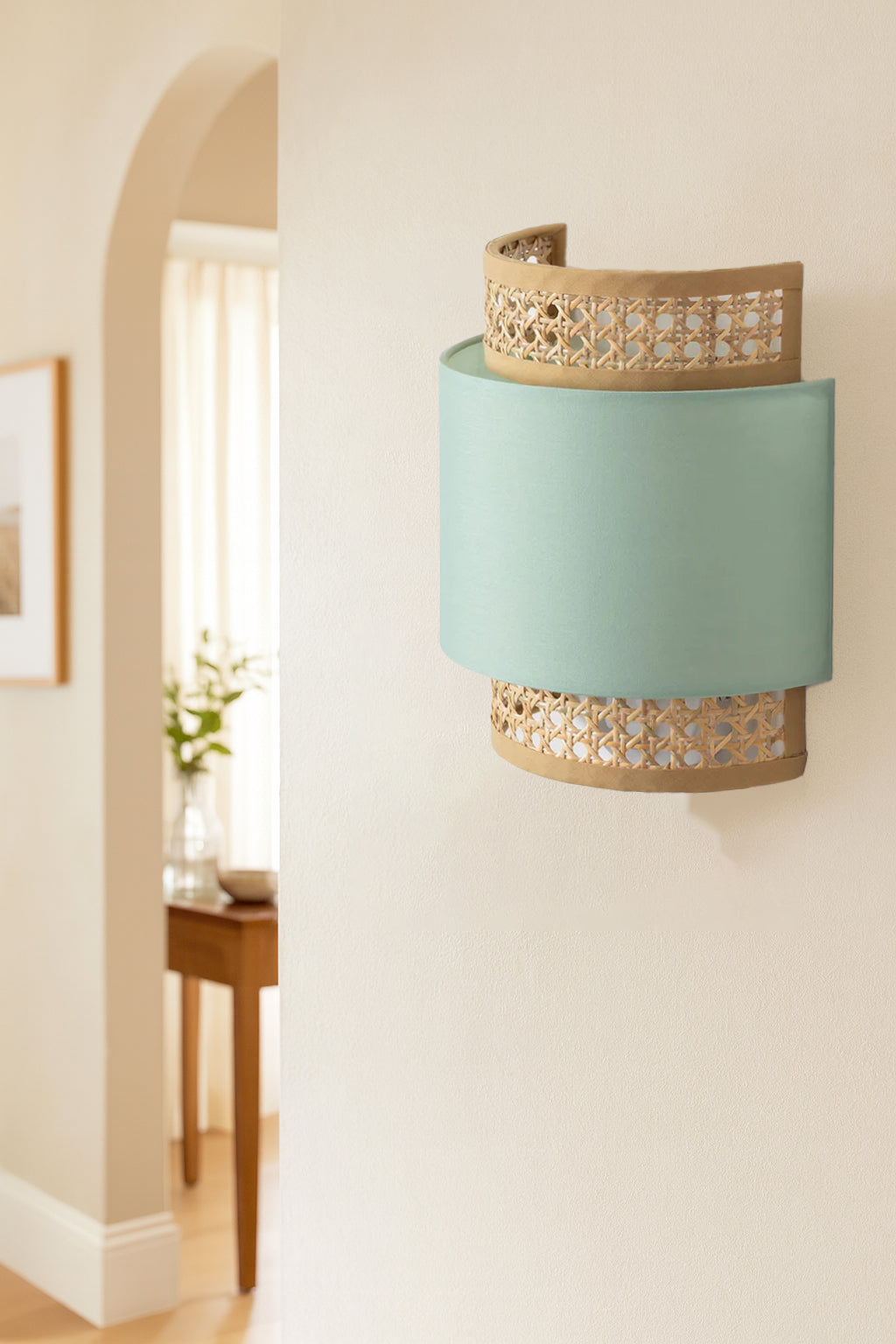 Rattan Wall Lamp for Study Room | Wicker Wall Sconce - Auria