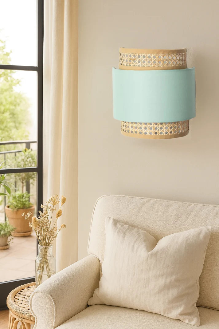 Rattan Wall Lamp for Study Room | Wicker Wall Sconce - Auria
