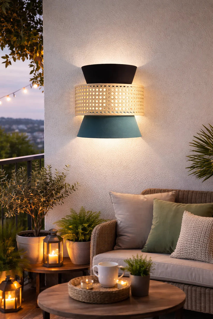 Cane Wall Lamp for Living Room | Rattan Wall Light - Aaliyah
