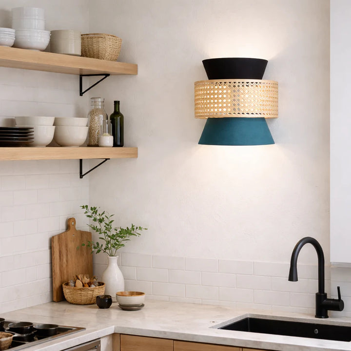 Cane Wall Lamp for Living Room | Rattan Wall Light - Aaliyah