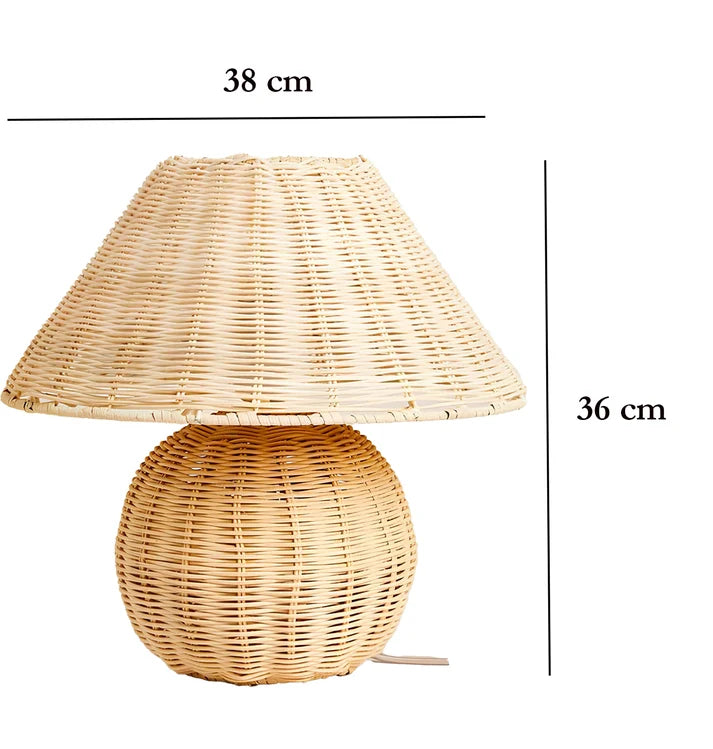 Rattan Table Lamp for Living Room | Bamboo Bedside Table Lamp - Adair