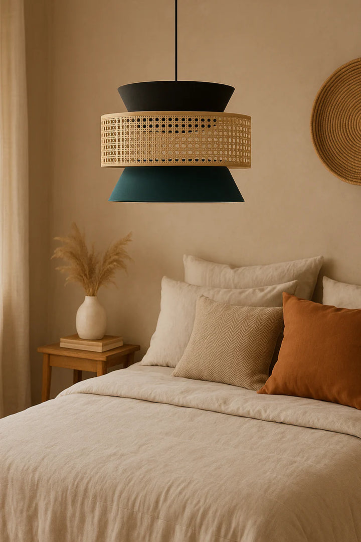 Bamboo Ceiling Light for Hallway | Rattan Flush Mount Lamp - Adeline