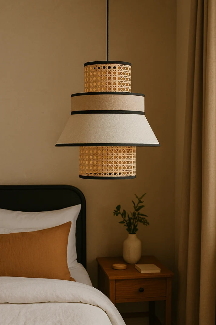 Rattan Hanging Light for Bedroom | Bamboo Pendant Lamp - Adley