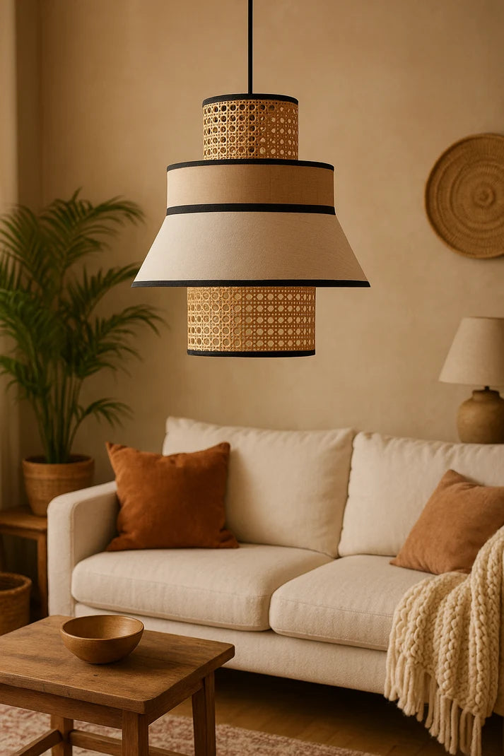 Rattan Hanging Light for Bedroom | Bamboo Pendant Lamp - Adley