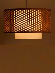 Bamboo Ceiling Light for Bedroom | Rattan Flush Mount Lamp - Adrian