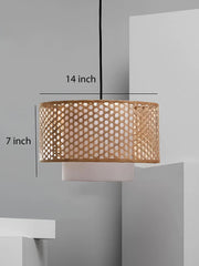 Bamboo Ceiling Light for Bedroom | Rattan Flush Mount Lamp - Adrian