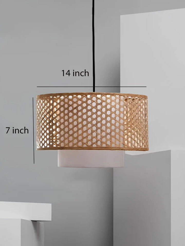 Bamboo Ceiling Light for Bedroom | Rattan Flush Mount Lamp - Adrian