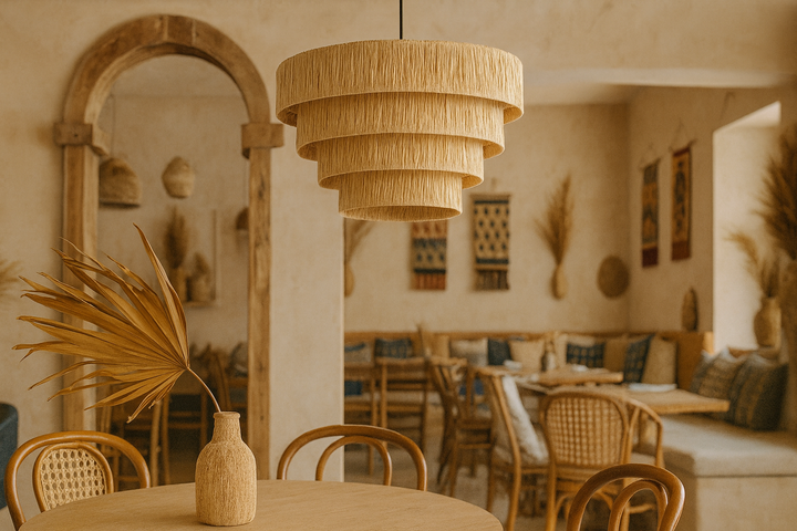 Raffia Hanging Light for Living Room | Natural Pendant Lamp - Larken