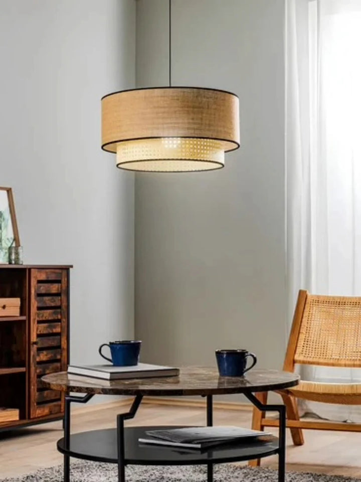 Bamboo Hanging Light for Living Room | Cane Pendant Lamp - Milo
