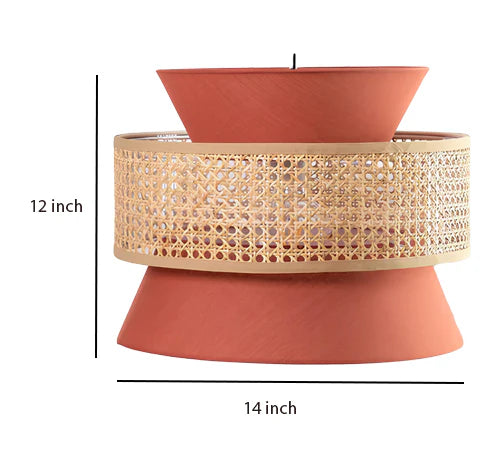 Bamboo Ceiling Light for Dining Room | Rattan Flush Mount Lamp - Aiden
