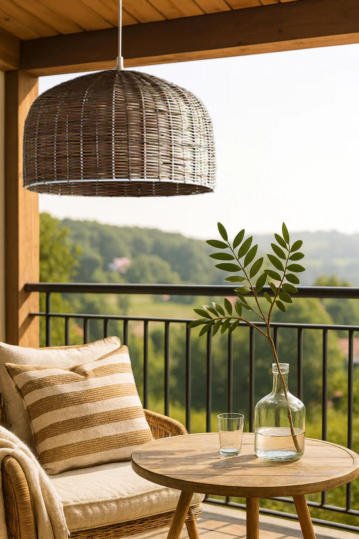Bamboo Hanging Light for Drawing Room | Cane Pendant Lamp - Wren