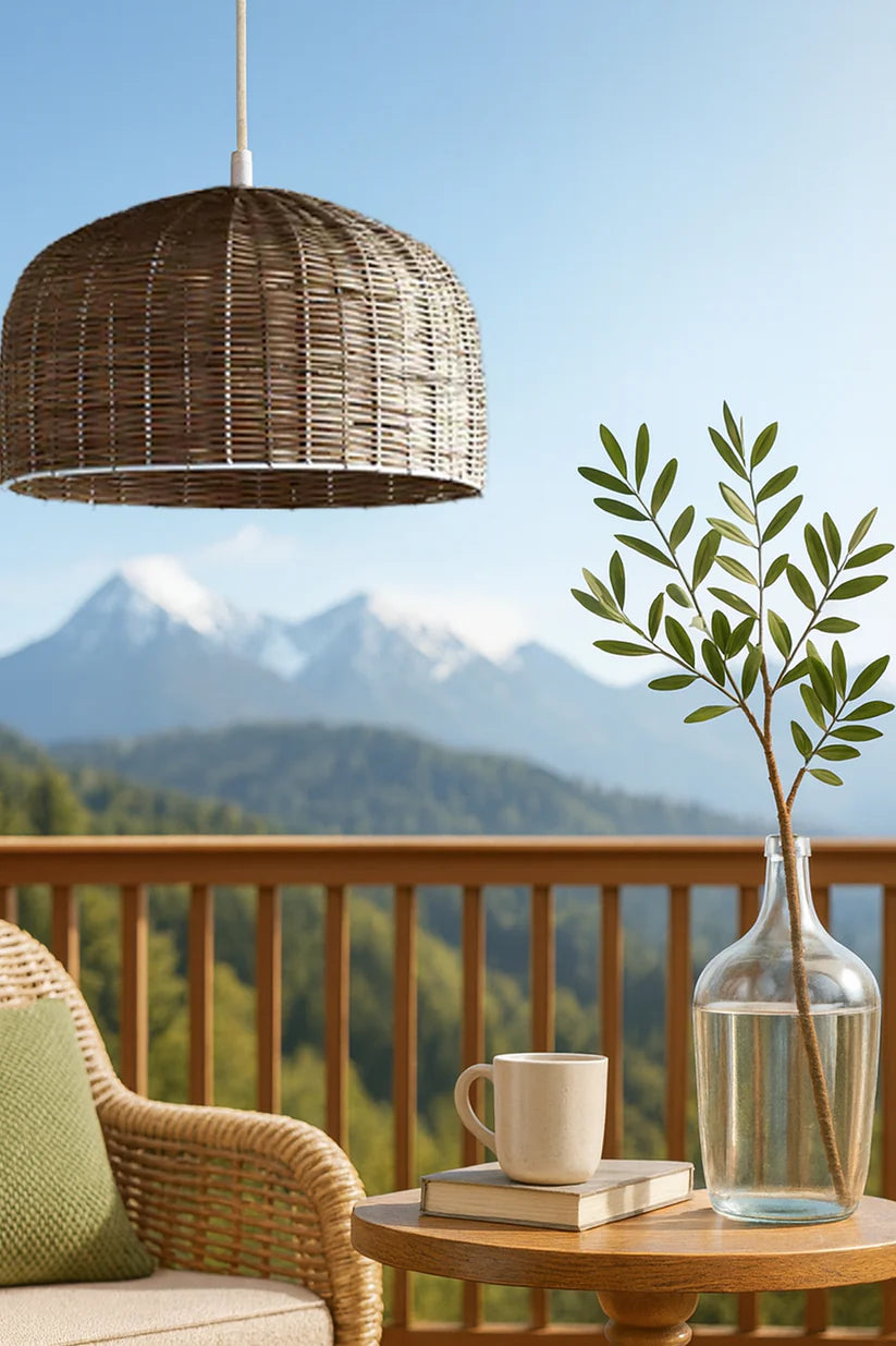 Bamboo Hanging Light for Drawing Room | Cane Pendant Lamp - Wren