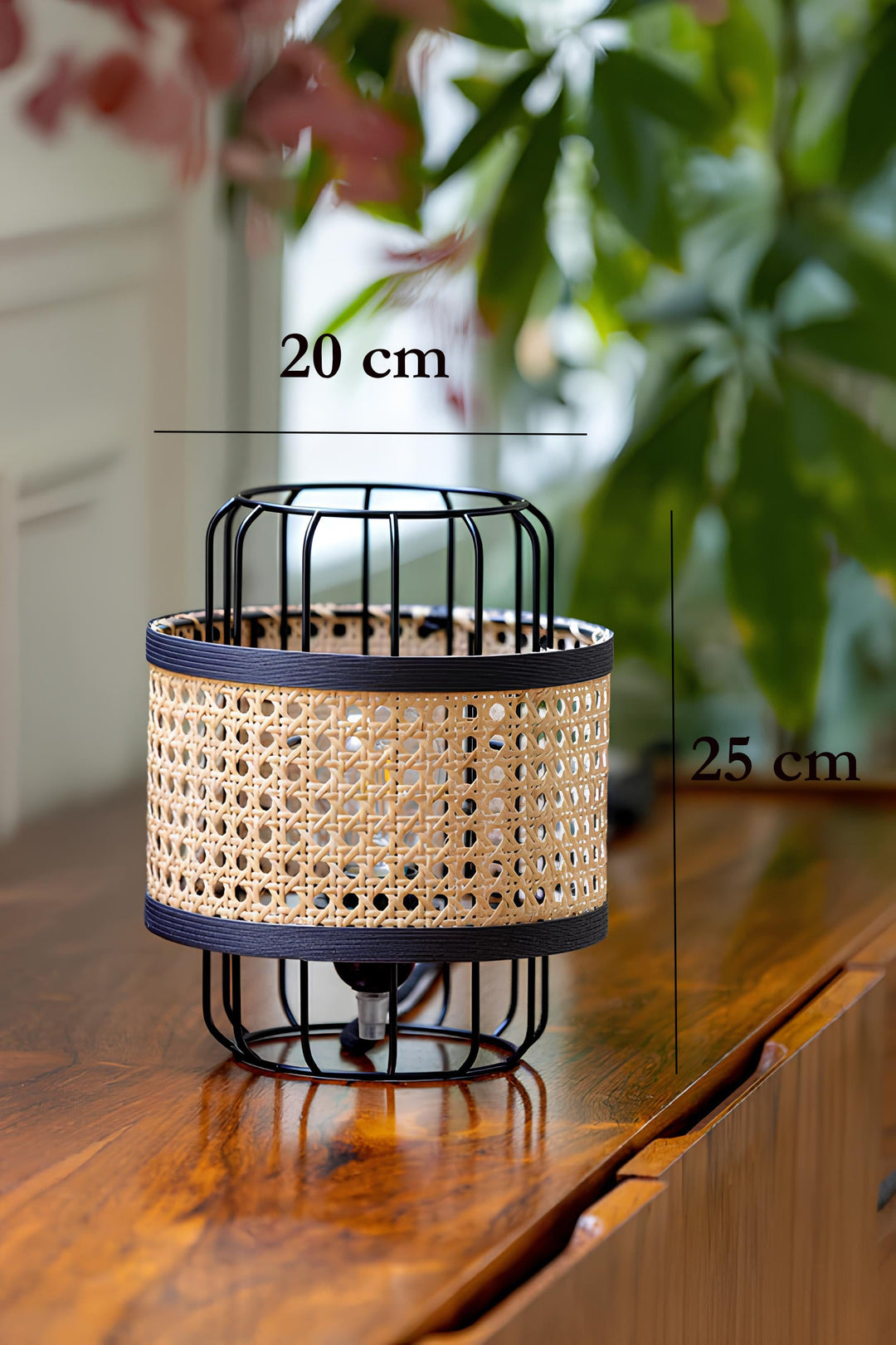 Rattan Table Lamp for Living Room | Bamboo Bedside Table Lamp - Levi