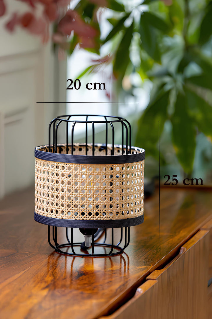 Rattan Table Lamp for Living Room | Bamboo Bedside Table Lamp - Levi