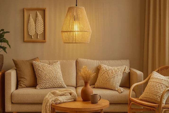 Seagrass Pendant Light for Dining Room | Woven Hanging Lamp - Alvina