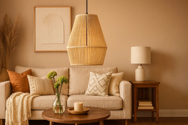 Seagrass Pendant Light for Dining Room | Woven Hanging Lamp - Alvina
