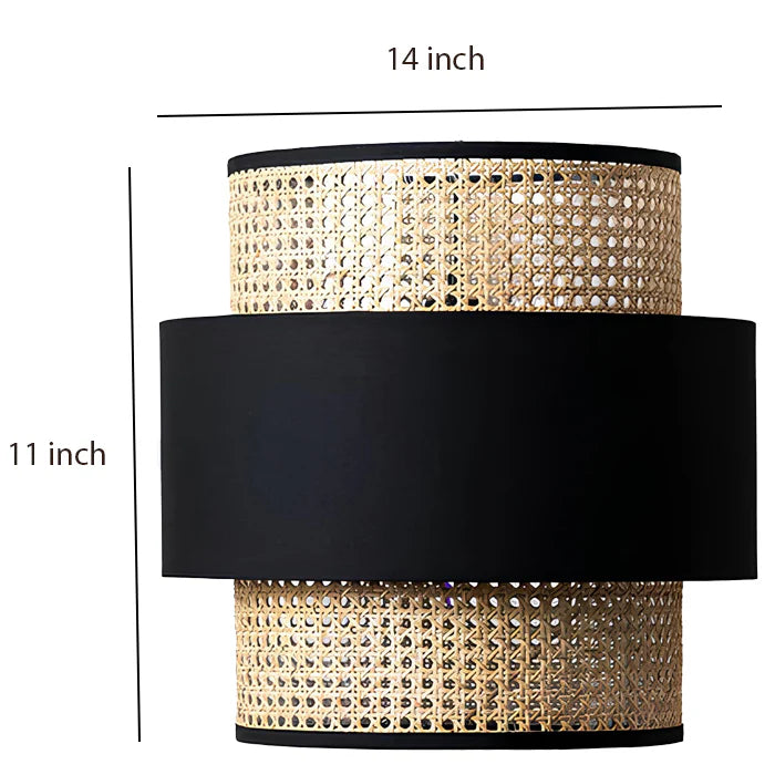 Bamboo Ceiling Light for Bedroom | Rattan Flush Mount Lamp - Amanda