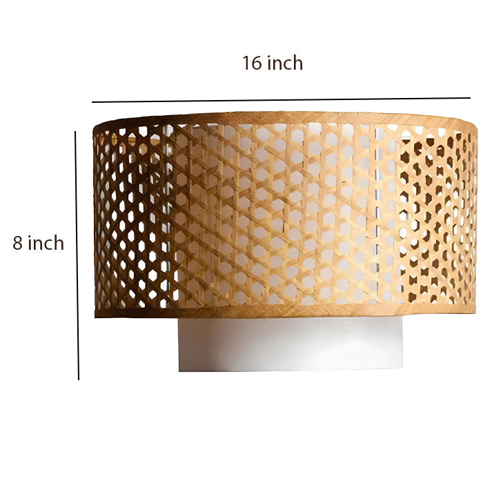 Bamboo Ceiling Light for Kitchen | Rattan Flush Mount Lamp - Amari