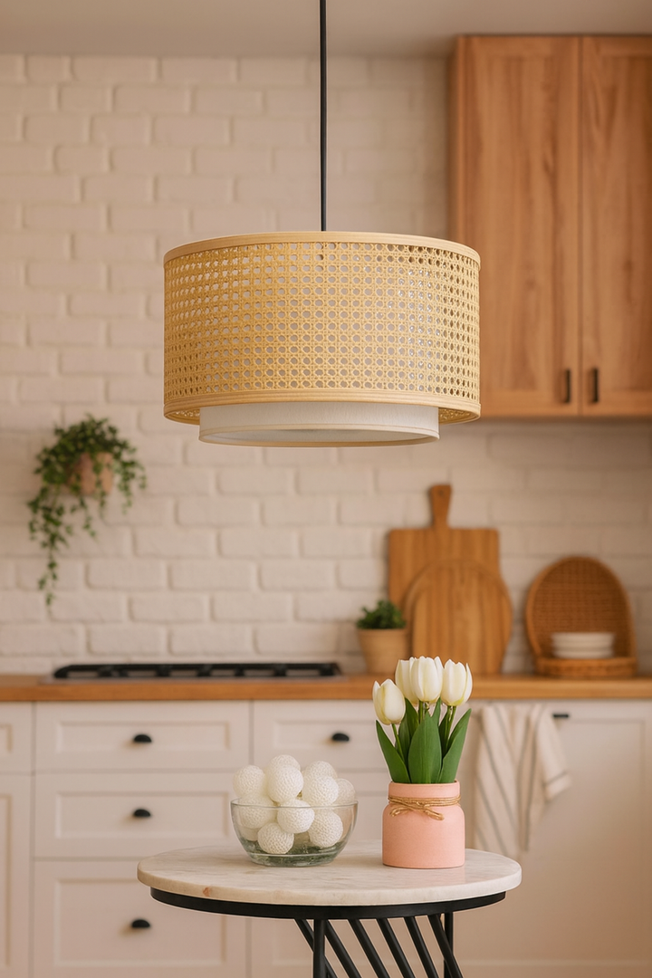 Bamboo Hanging Light for Kitchen | Rattan Pendant Lamp - Levon
