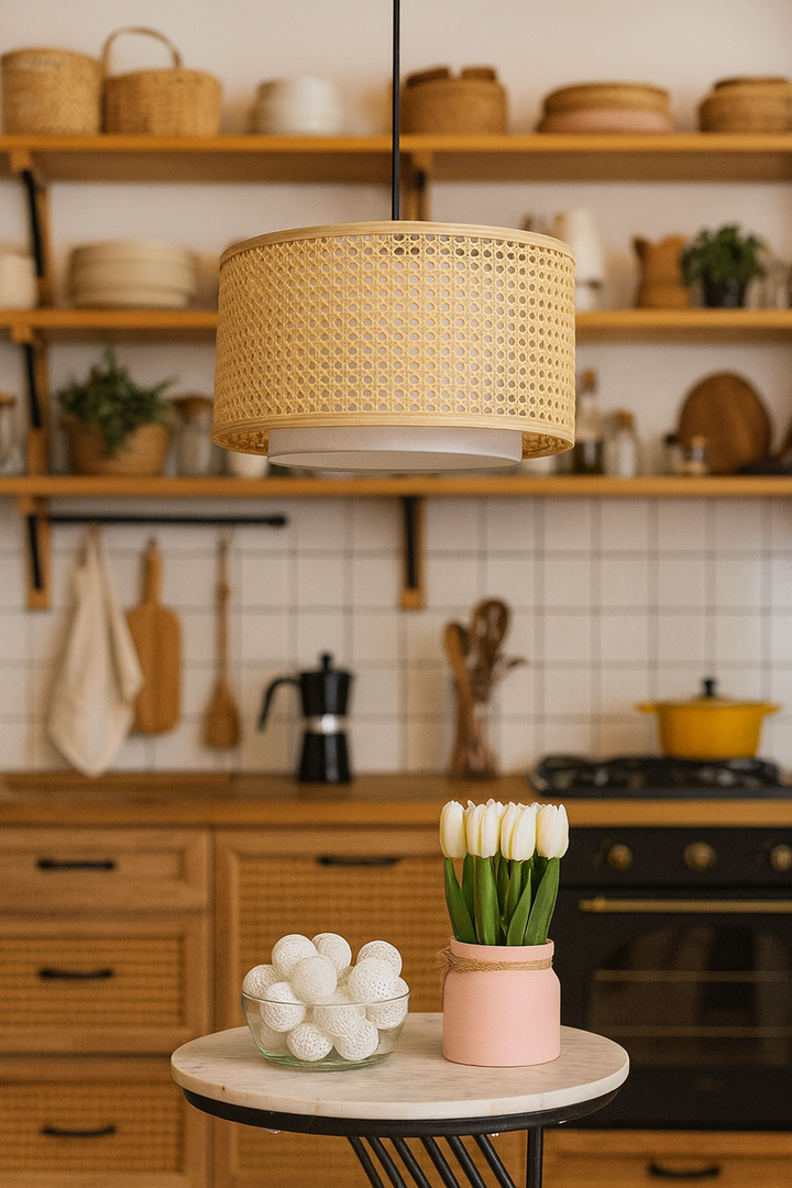 Bamboo Hanging Light for Kitchen | Rattan Pendant Lamp - Levon