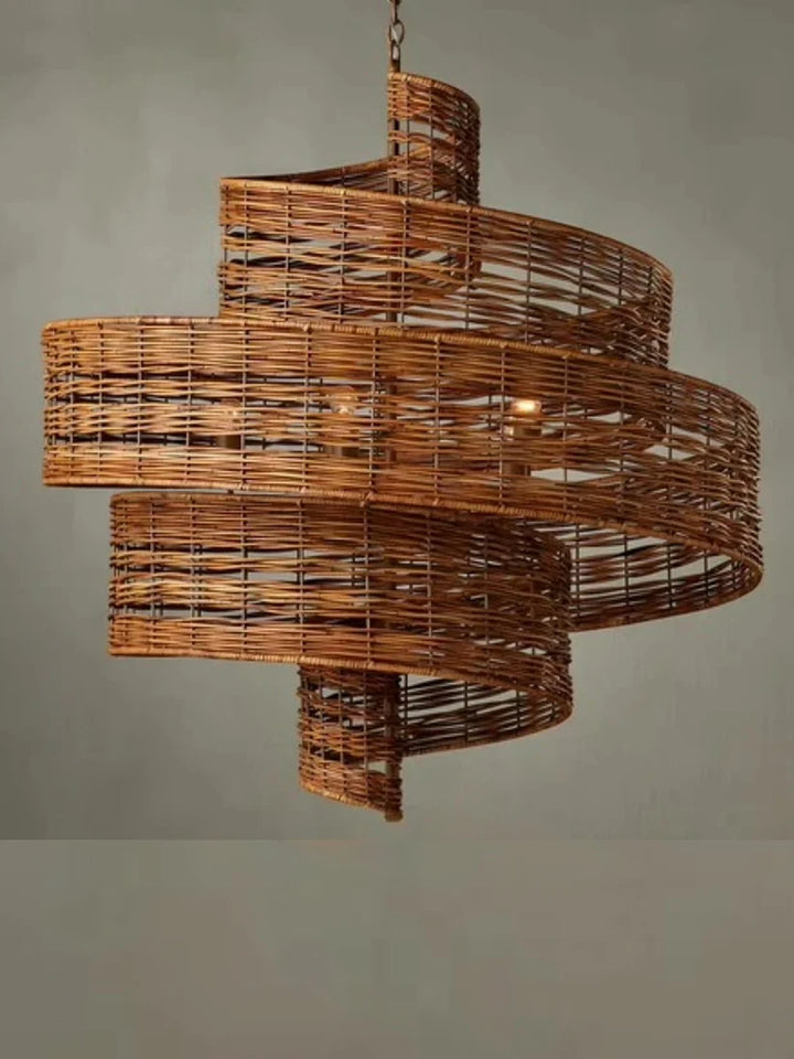 Bamboo Chandelier for Dining Room | Rattan Hanging Light - Jasper