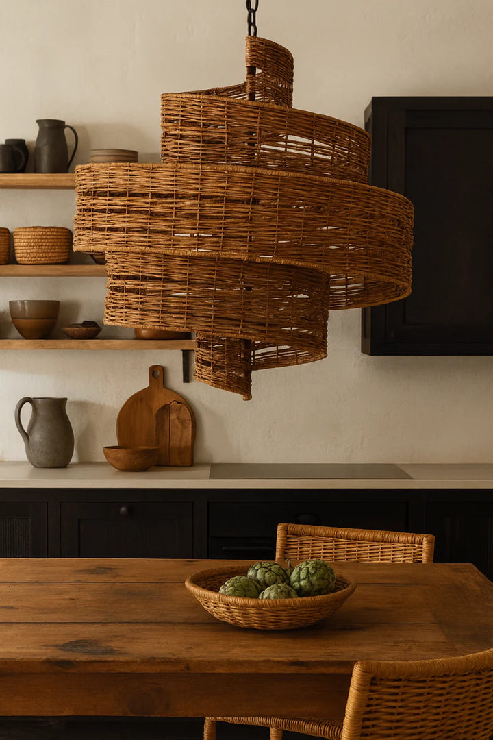 Bamboo Chandelier for Dining Room | Rattan Hanging Light - Jasper