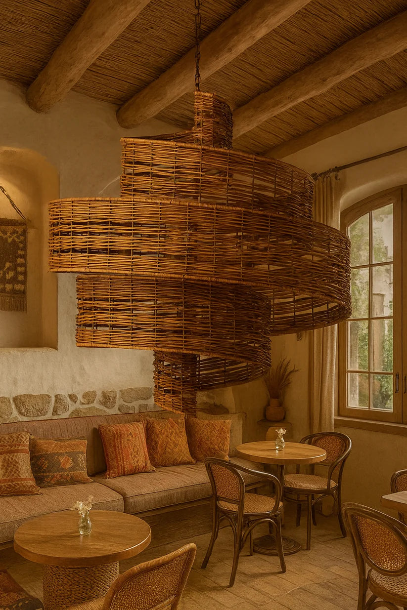 Bamboo Chandelier for Dining Room | Rattan Hanging Light - Jasper