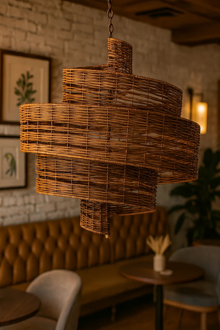 Bamboo Chandelier for Dining Room | Rattan Hanging Light - Jasper